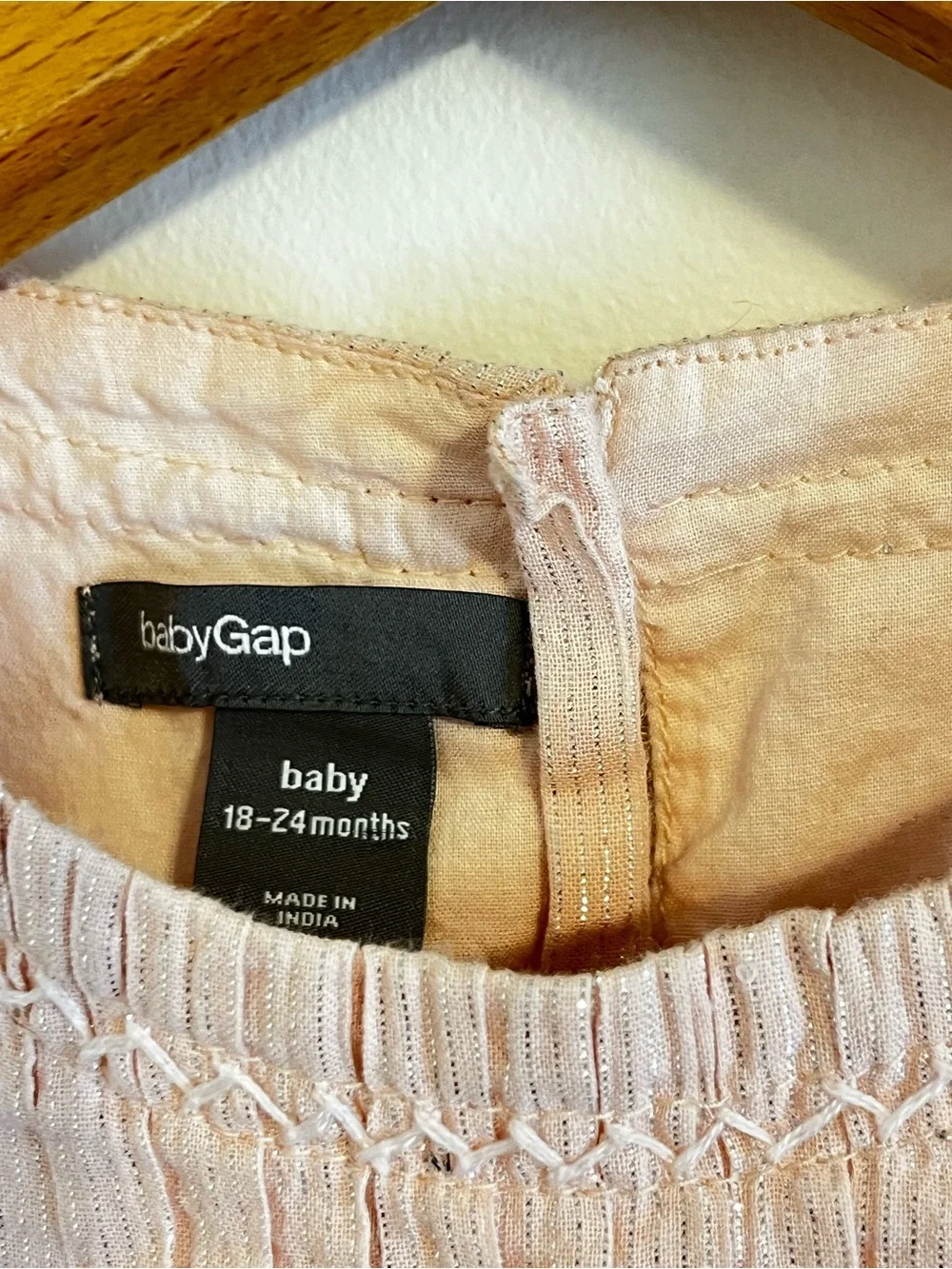 Baby Gap Pink Shimmer Tunic Tank Girls 18-24 Metallic Pleated Party Lined